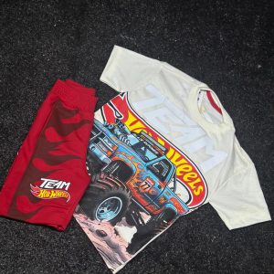 Conjunto Franela/Short Niño Hotweels Crema Rojo