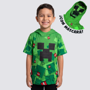 Franela Minecraft Cubo Capucha/Máscara