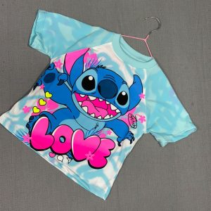 Franela M/R Stich Azul-Rosa